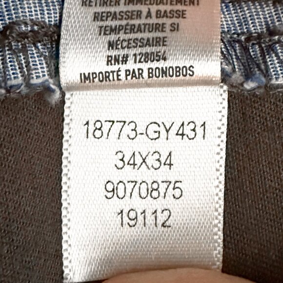 Bonobos Original Washed Chino Pants Mens 34x34 Dark Gray Athletic Fit OfficeCore - Picture 8 of 9